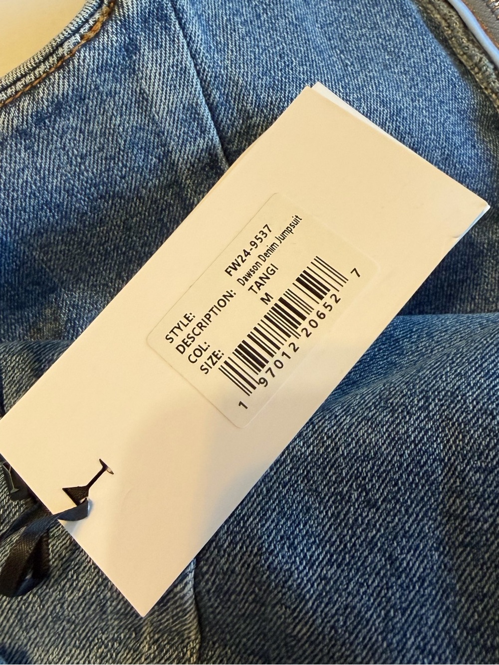 Retrofete Dawson Light Blue High-Rise Wide Leg Jeans with Bow-Strap Detail - Picture 6 of 7